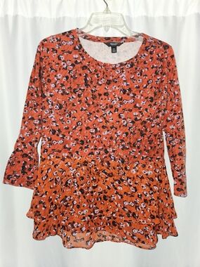 Simply Vera Vera Wang Orange Floral Peplum Blouse #flowy #versatile #flattering